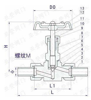 J23W針型閥結(jié)構(gòu)圖